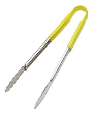 Browne - Tongs, One-Piece, coloured handle, SS PVC coating, 12"/30.5cm, Yellow