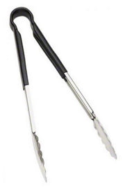 Browne - Tongs, One-Piece, coloured handle, SS PVC coating, 16"/40.6cm, Black