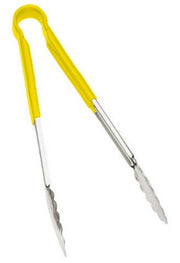 Browne - Tongs, One-Piece, coloured handle, SS PVC coating, 16"/40.6cm, Yellow