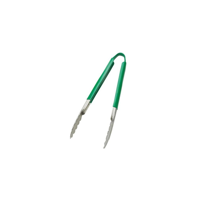 Browne - Tongs, One-Piece, coloured handle, SS PVC coating, 9"/23cm, Green