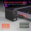 HyperGear - Wall Charger GaN 3 Port 65W 2X USB-C (65W) 1X USB-A(60W) PD PPS SpeedBoost and Digital Display - Black