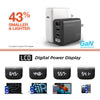 HyperGear - Wall Charger GaN 3 Port 65W 2X USB-C (65W) 1X USB-A(60W) PD PPS SpeedBoost and Digital Display - Black