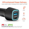 HyperGear - Car Charger 5 Port 98W Road Runner 2 Port Front Seat USB-A (18W) USB-C (30W) 3 Port Back Seat USB-A (18W) 2X USB-C (30W & 20W) with 5ft Extended Cable - Black