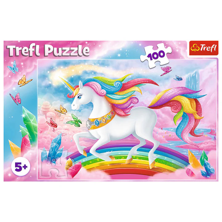 Trefl - 100 Piece Jigsaw Puzzle - Into The Crystal World of Unicorns