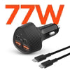 HyperGear - Car Charger 4 Port 77W 2x USB-A (12W) 2x USB-C (30W) PD PPS SpeedBoost Quick Charge with 4ft USB-C to USB-C Cable - Black