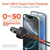 HyperGear - Car Charger 4 Port 77W 2x USB-A (12W) 2x USB-C (30W) PD PPS SpeedBoost Quick Charge with 4ft USB-C to USB-C Cable - Black