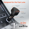 HyperGear - Car Charger 4 Port 77W 2x USB-A (12W) 2x USB-C (30W) PD PPS SpeedBoost Quick Charge with 4ft USB-C to USB-C Cable - Black
