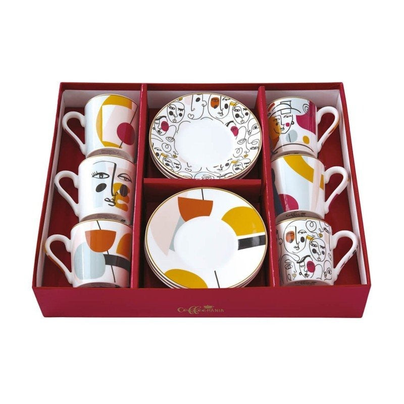 STUDIO-1811 - Modernism 100ml (3.4oz) Espresso Cups & Saucers Set of 6