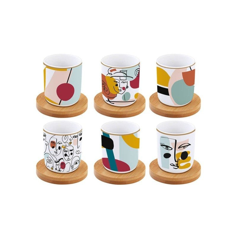 STUDIO-1811 - Modernism 100ml (3.4oz) Espresso Cups & Saucers Set of 6