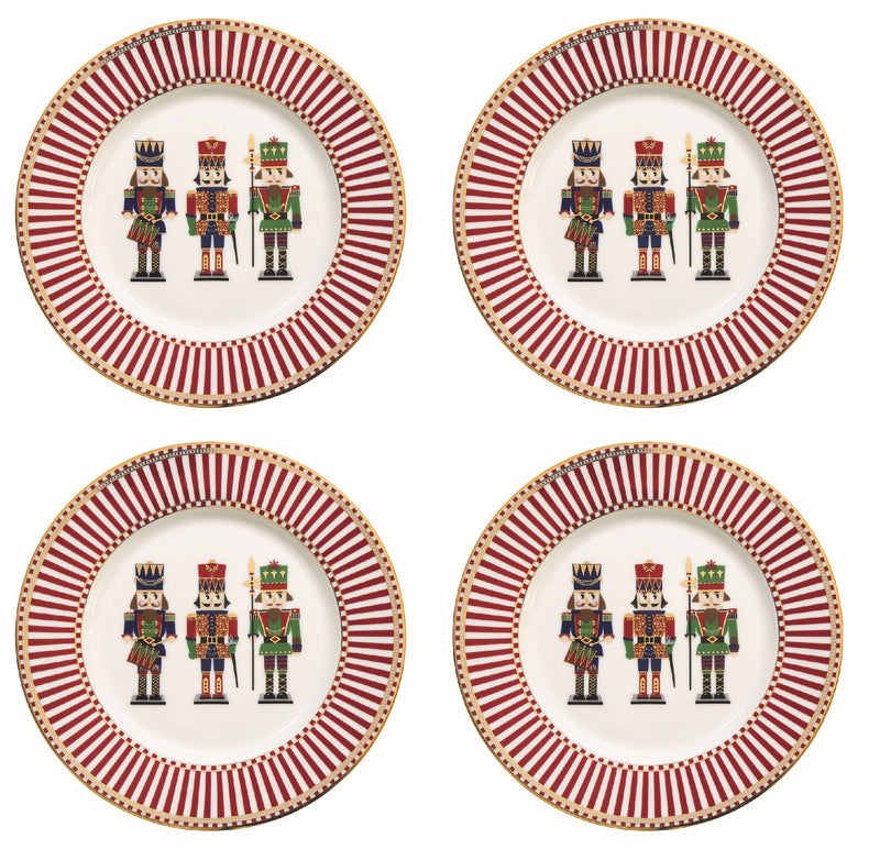 STUDIO-1811 - Nutcrackers Set of 4 Assorted Dessert Plates