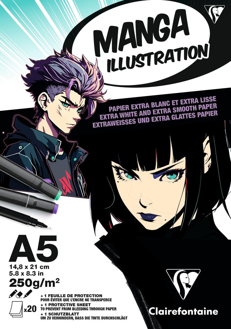 Clairefontaine - Bloc coll� Illustration Manga A5 250g