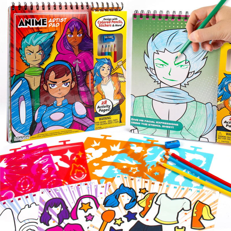 Made By Me Anime Artist Pad with pencils, stencils and stickers