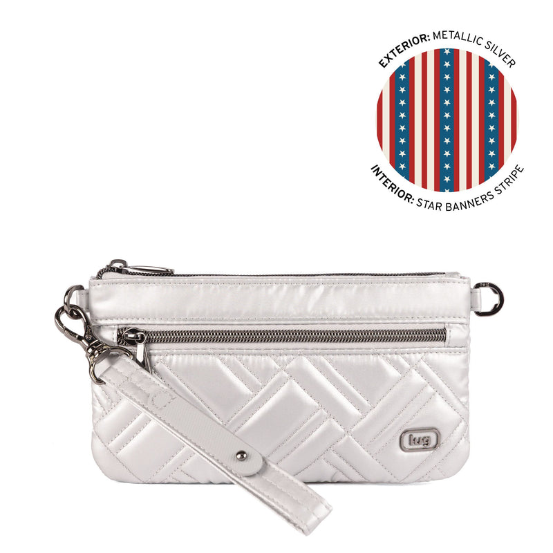 LUG - Super Metro XL Wristlet with Charm Bar - METALLIC SILVER