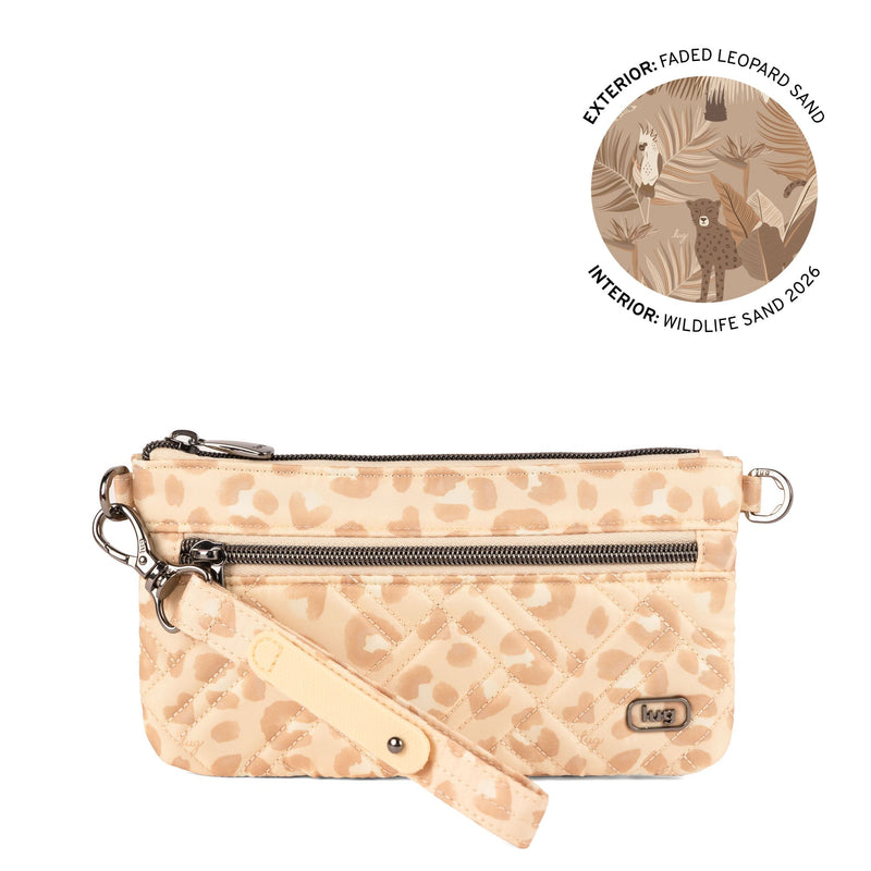 LUG - Super Metro XL Wristlet with Charm Bar - FADED LEOPARD SAND