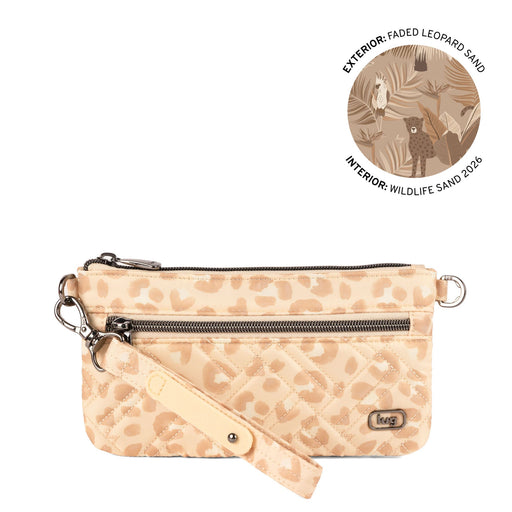 LUG - Super Metro XL Wristlet with Charm Bar - FADED LEOPARD SAND