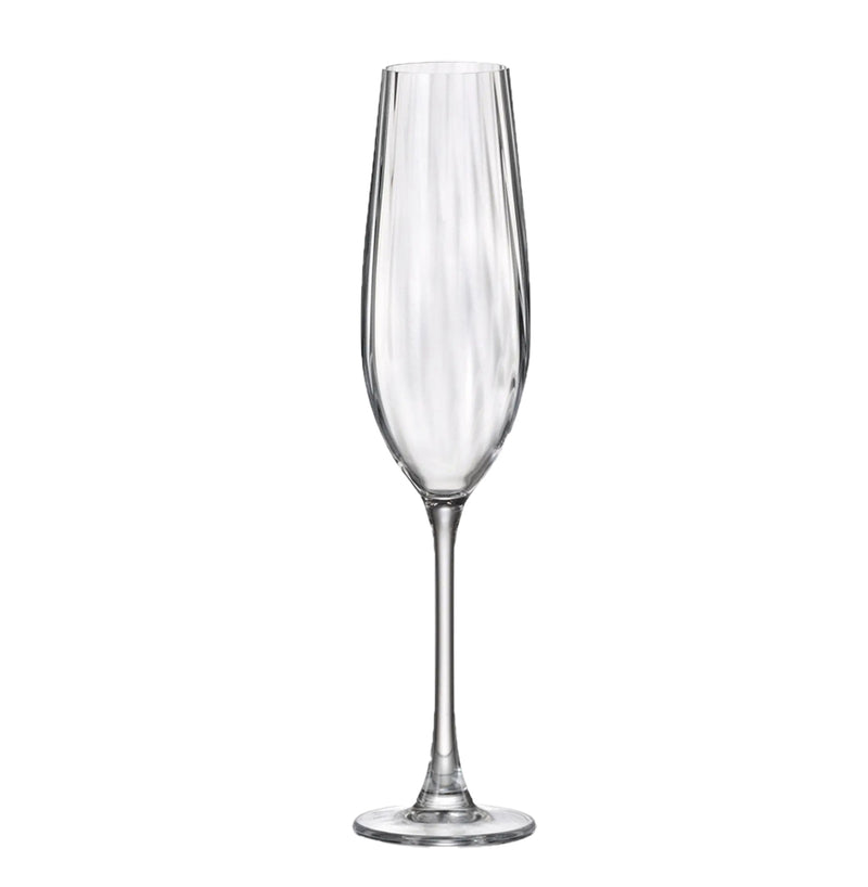Crystalite Bohemia - Columba Optic Stemmed Flute Glass 260 ml, Set of 6