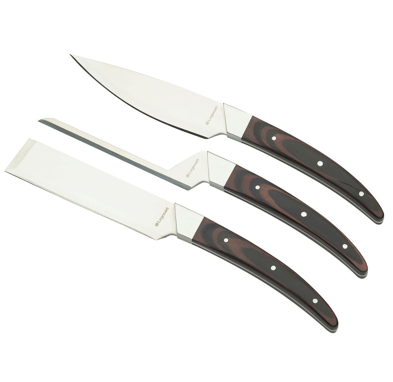 Legnoart - Caseus Japanese Steel Cheese Knife Set with Dark Stamina Wood Handle