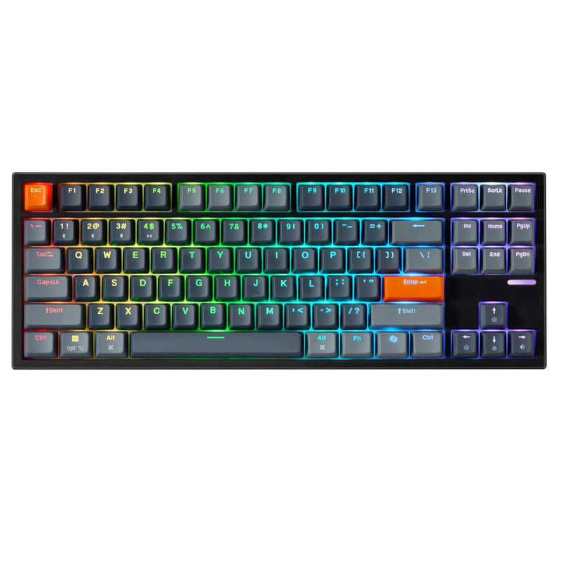 Adesso - Wired/Wireless/Bluetooth Multi-OS Illuminated Mechanical QMK VIA Compact Keyboard With CoPilot Ai Hotkey (Red Switch)