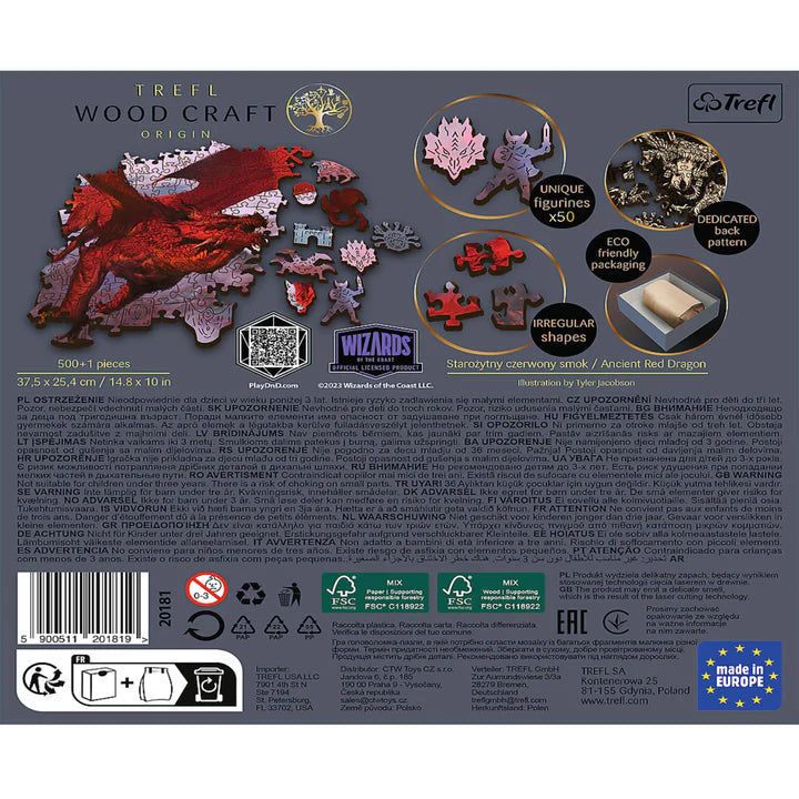 Trefl - 500 Piece Jigsaw Puzzle - Woodcraft - Ancient Red Dragon
