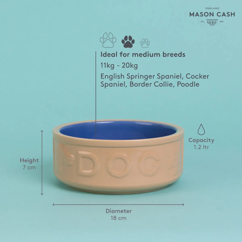 Mason Cash - PET Lettered Dog Bowl Cane & Blue