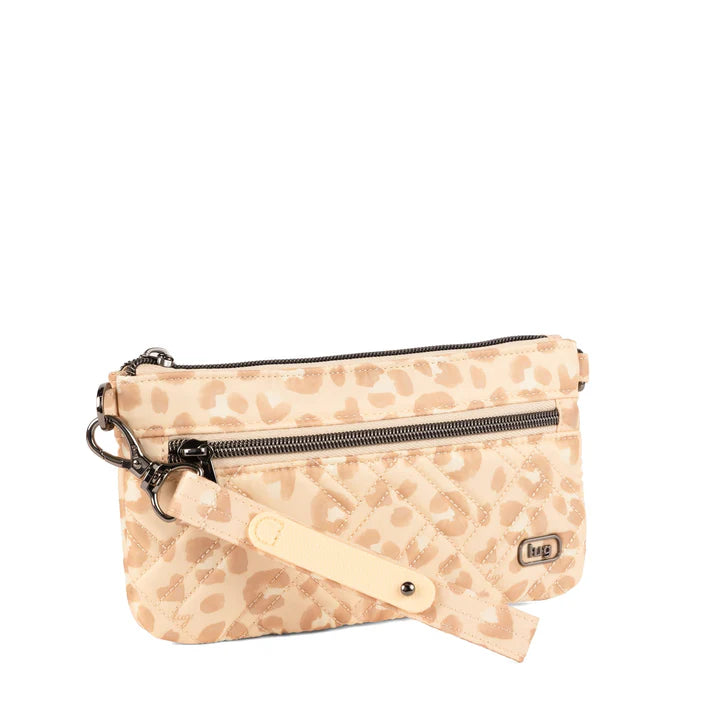LUG - Super Metro XL Wristlet with Charm Bar - FADED LEOPARD SAND