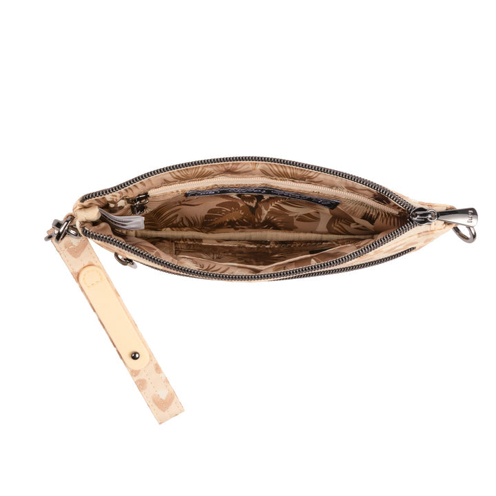 LUG - Super Metro XL Wristlet with Charm Bar - FADED LEOPARD SAND