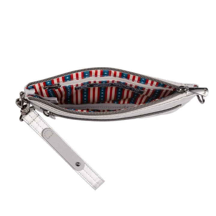 LUG - Super Metro XL Wristlet with Charm Bar - METALLIC SILVER