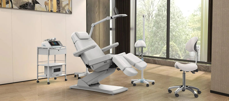 Silver - Electric Podiatry Chair With 3 Motors (Silver)