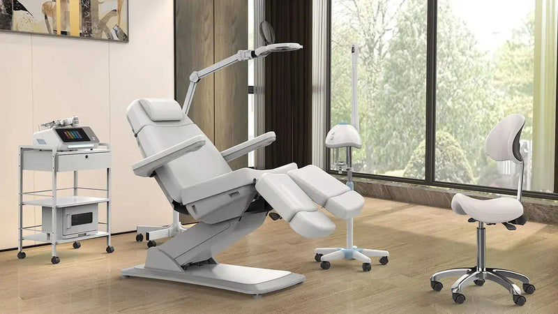 Silver - Electric Podiatry Chair With 3 Motors (Silver)