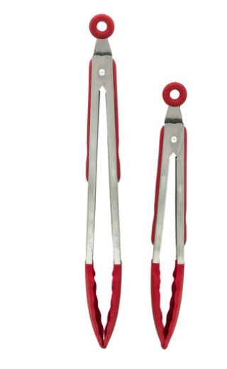 KITCHEN BASICS - Tongs 22.5cm/9“ Stainless-Steel/Red