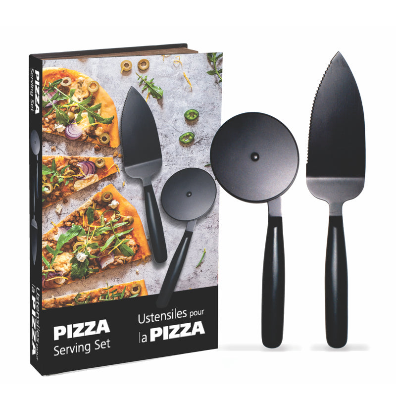 Natural Living - Pizza Serving Set - Matte Black (2-Piece) — pizza serving gift box.