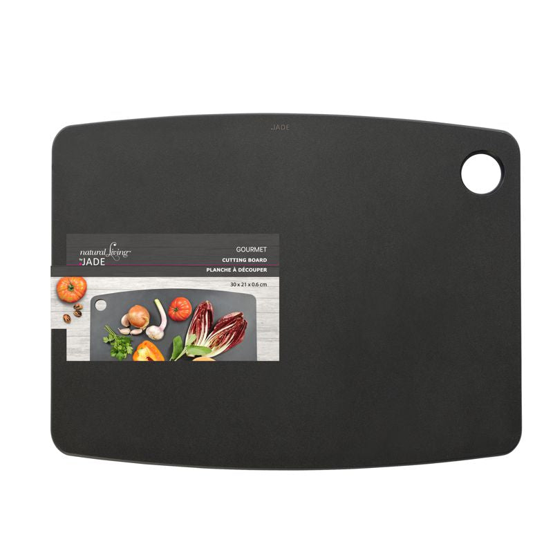 Natural Living - Jade - Gourmet Cutting Board - Black — labelled Jade cutting board.