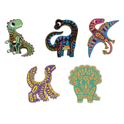 SCRATCH ART DINOSAUR CUT OUTS - 5 CARDS