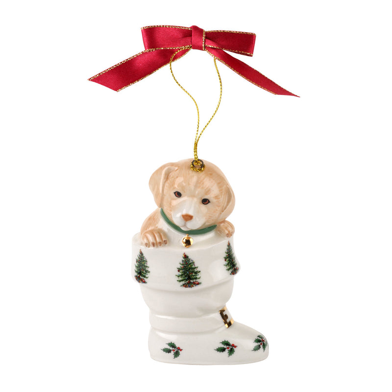 Spode - Christmas Tree - Puppy in Boot Ornament