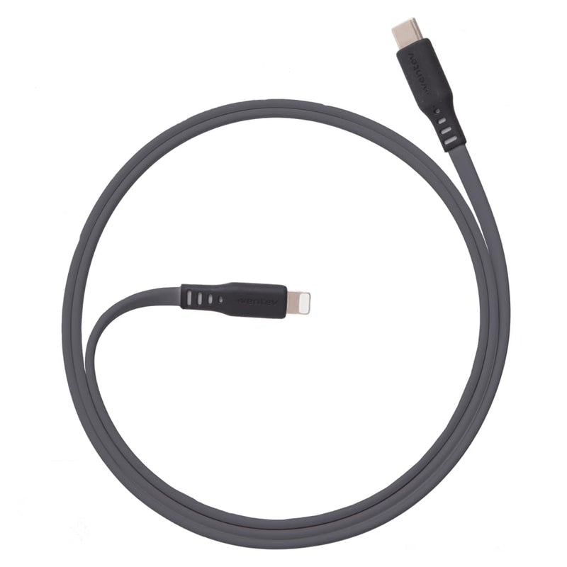 Ventev - Ventev Charge & Sync Lightning MFI to USB - C Cable 3.3ft Flat - Box - Gray