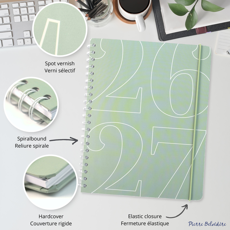 ACADEMIC AGENDA 2026-2027- LARGE 1W/2P- SAGE GREEN