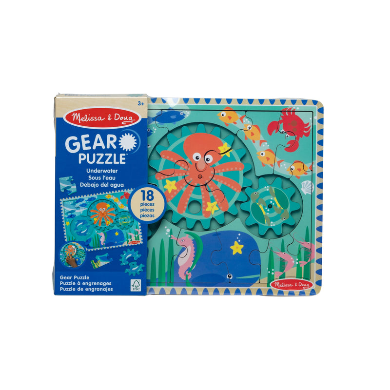 Melissa & Doug - Wooden Underwater Gear Puzzle - 18 Pieces - gear puzzle packaging