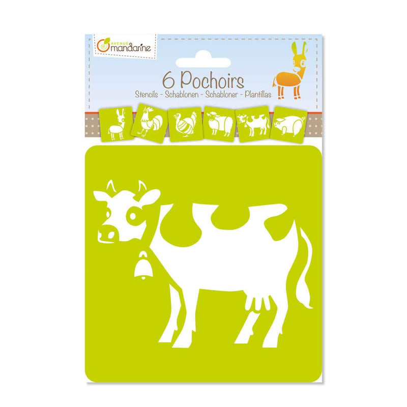 Avenue Mandarine - Farm Animal Stencils (Set of 6) | 22.2 x 15 cm