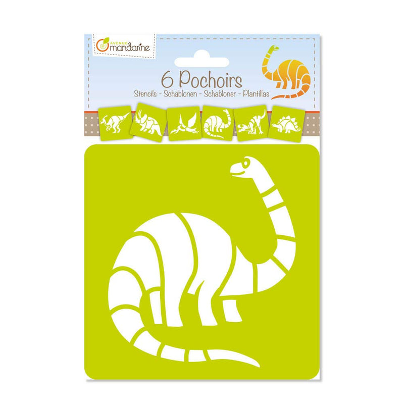 Avenue Mandarine - Dinosaur Stencils (Set of 6) | 15 x 15 cm