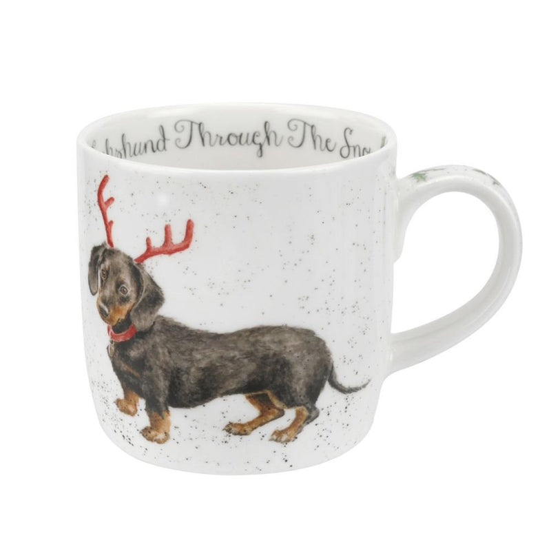 Royal Worcester - WD MUG 11oz:DACHSHUND TR SNOW
