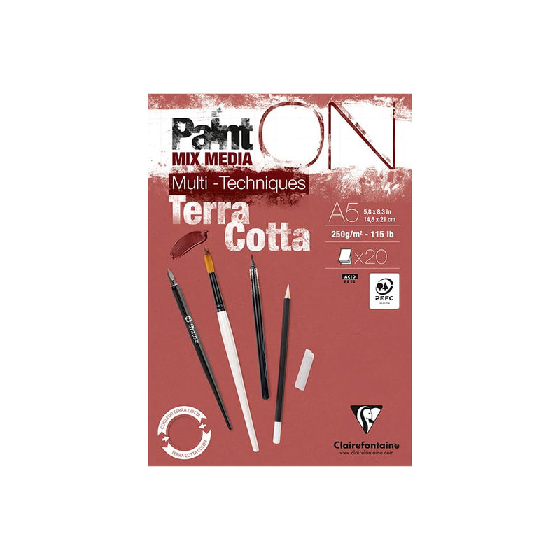 Clairefontaine - Paint'ON Terracotta glued pad A5 20 sheets 250g