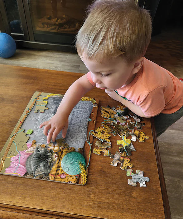 Cobble Hill - 35 Piece Tray Puzzle - Kittens in Basket