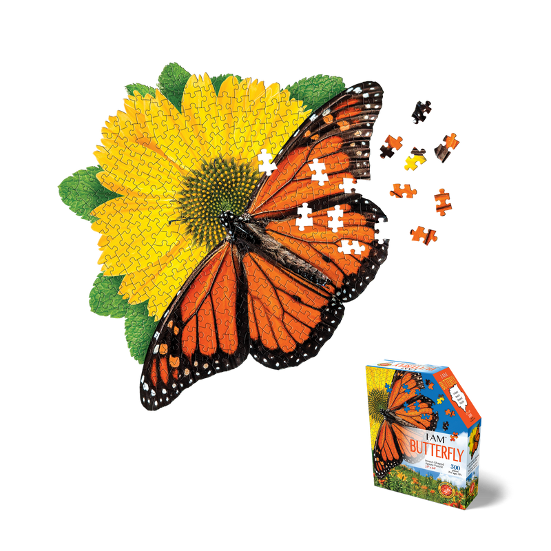 Madd Capp Puzzles – I Am Butterfly Jigsaw Puzzle | 300 Pieces – puzzle and packaging