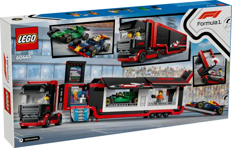 LEGO - 60445 - CITY - F1 Truck w/RB20 & AMR254 F1 Cars - 1086pcs