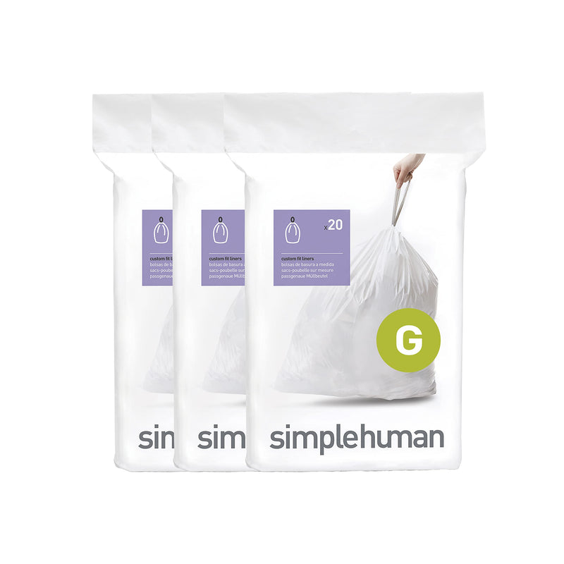 simplehuman Code G Trash Can Liners CW0257, 30 L, 60 Count