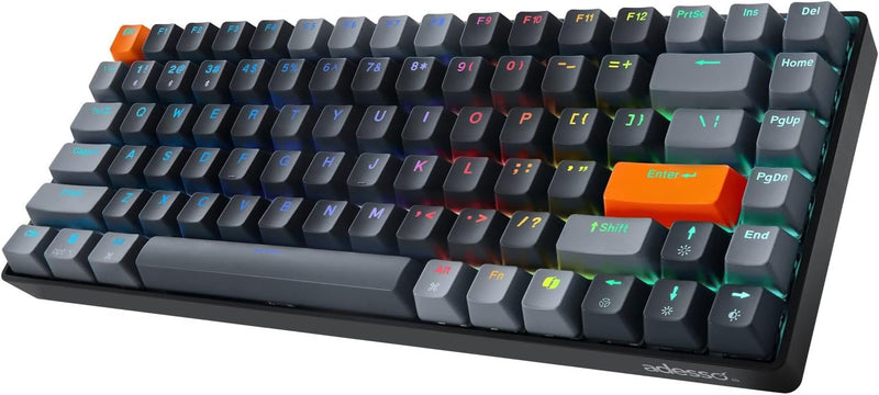 Adesso - Wired/Wireless/Bluetooth Multi-OS Illuminated QMK VIA Mechanical Mini Keyboard With CoPilot AI Hotkey (Red Switch)