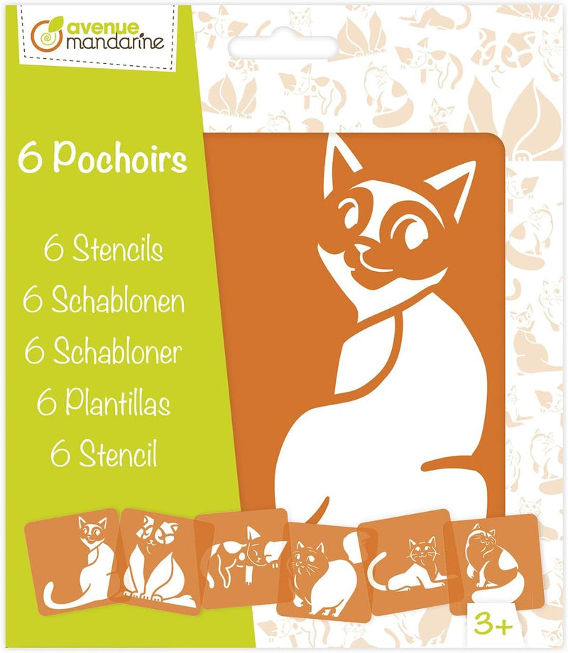 Avenue Mandarine - Cat Stencils (Set of 6) | 15 x 15 cm