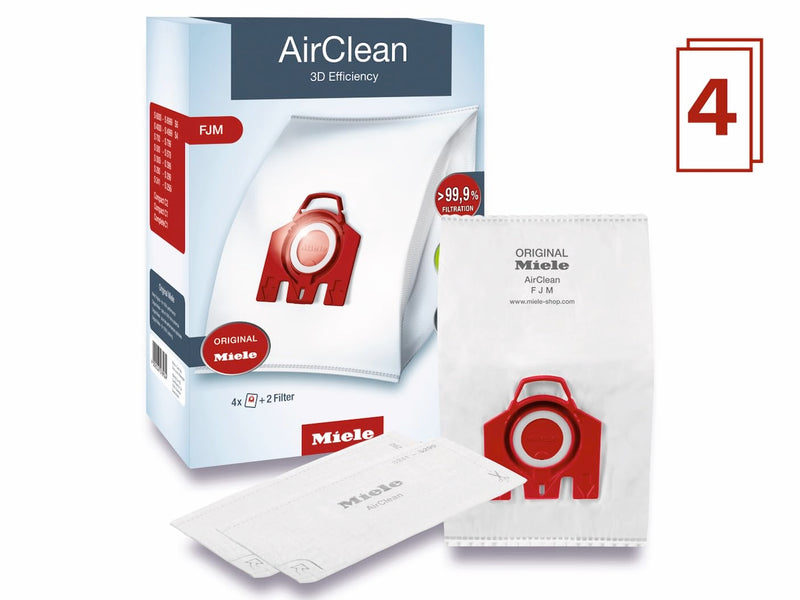 Miele AirClean 3D Efficiency FJM Dust Bags, 4 Bags and 2 Filters