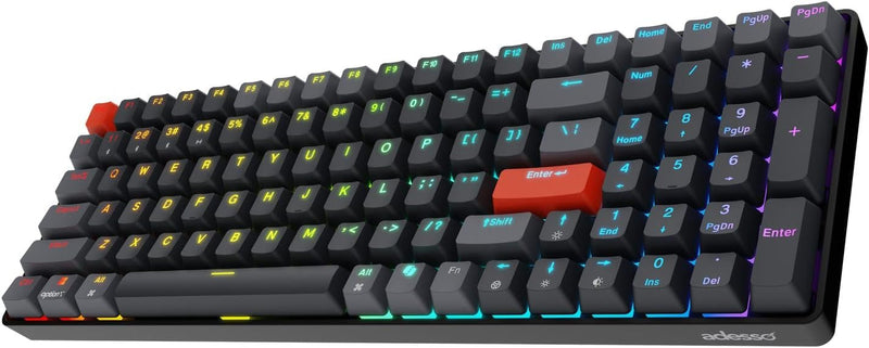 Adesso - Wired/Wireless/Bluetooth Multi-OS Illuminated Mechanical QMK VIA Compact Keyboard With CoPilot Ai Hotkey (Red Switch)