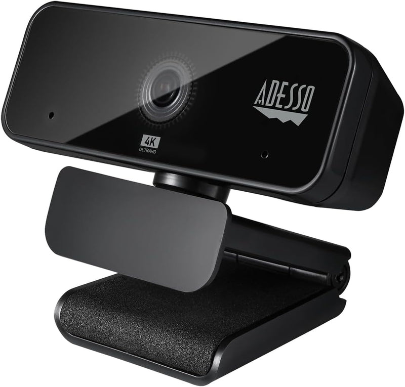 Adesso - Webcam CyberTrack H6 4K (8MP) Ultra HD Fixed Focus with Built-in Microphone & Privacy Shuter - Black